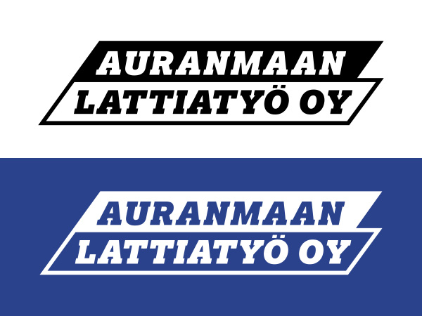 Auranmaan Lattiatyöt Oy:lle suunniteltu vaakalogo.