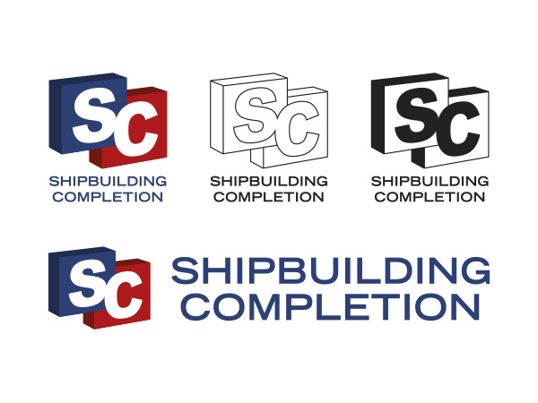 Shipbuilding Completionille suunnitellut logot eri käyttötarkoituksiin.